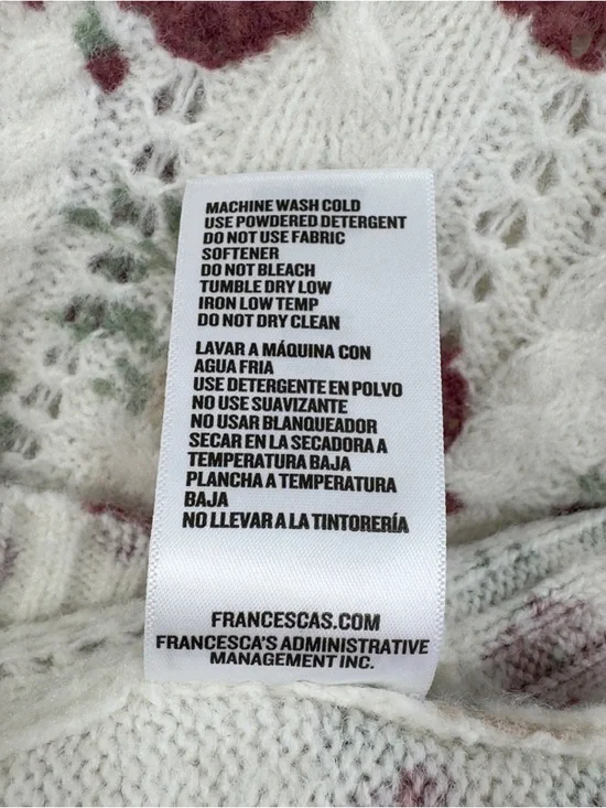 Francesca's Floral Ribbon Tie Cardigan Small Ivory Mauve Cottagecore NWT - Picture 15 of 15